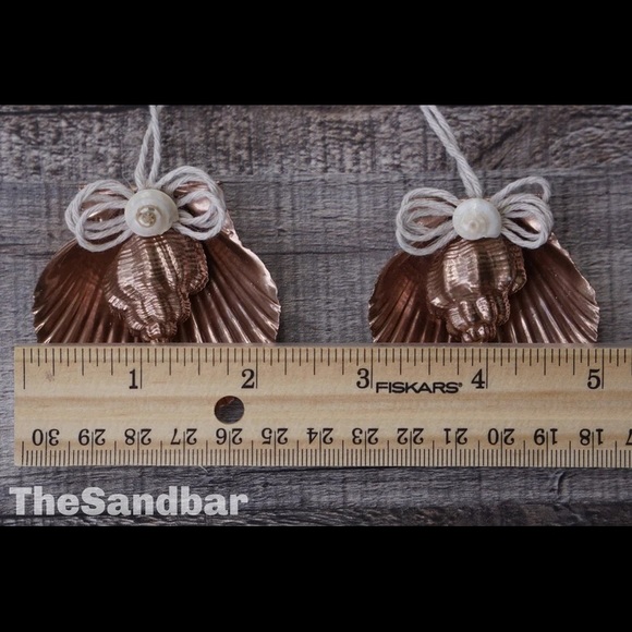 Rose Gold Seashell Ornament Set Natural Shell & Twine Beach Housewarming Gift - Picture 4 of 7